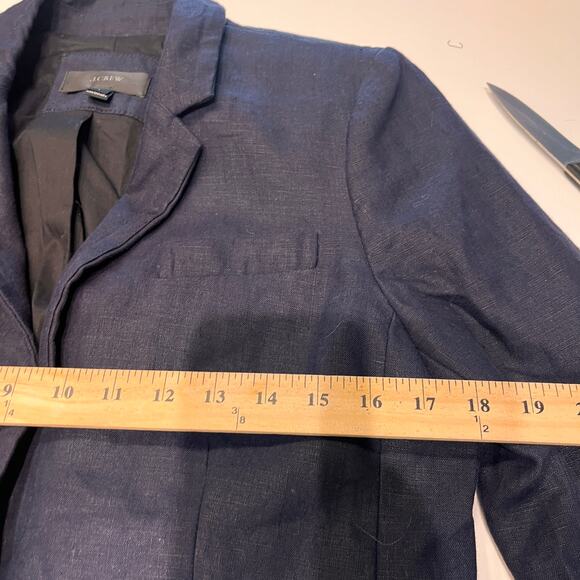 J Crew Dark Blue 100% Linen Tailored Blazer Sz 8 - Picture 6 of 8